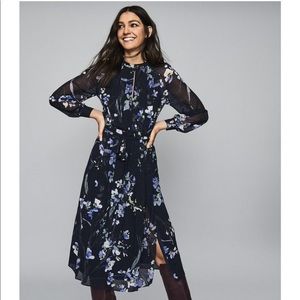 NEW Reiss Hetty Midi Dress in Violet Navy Floral Size 6